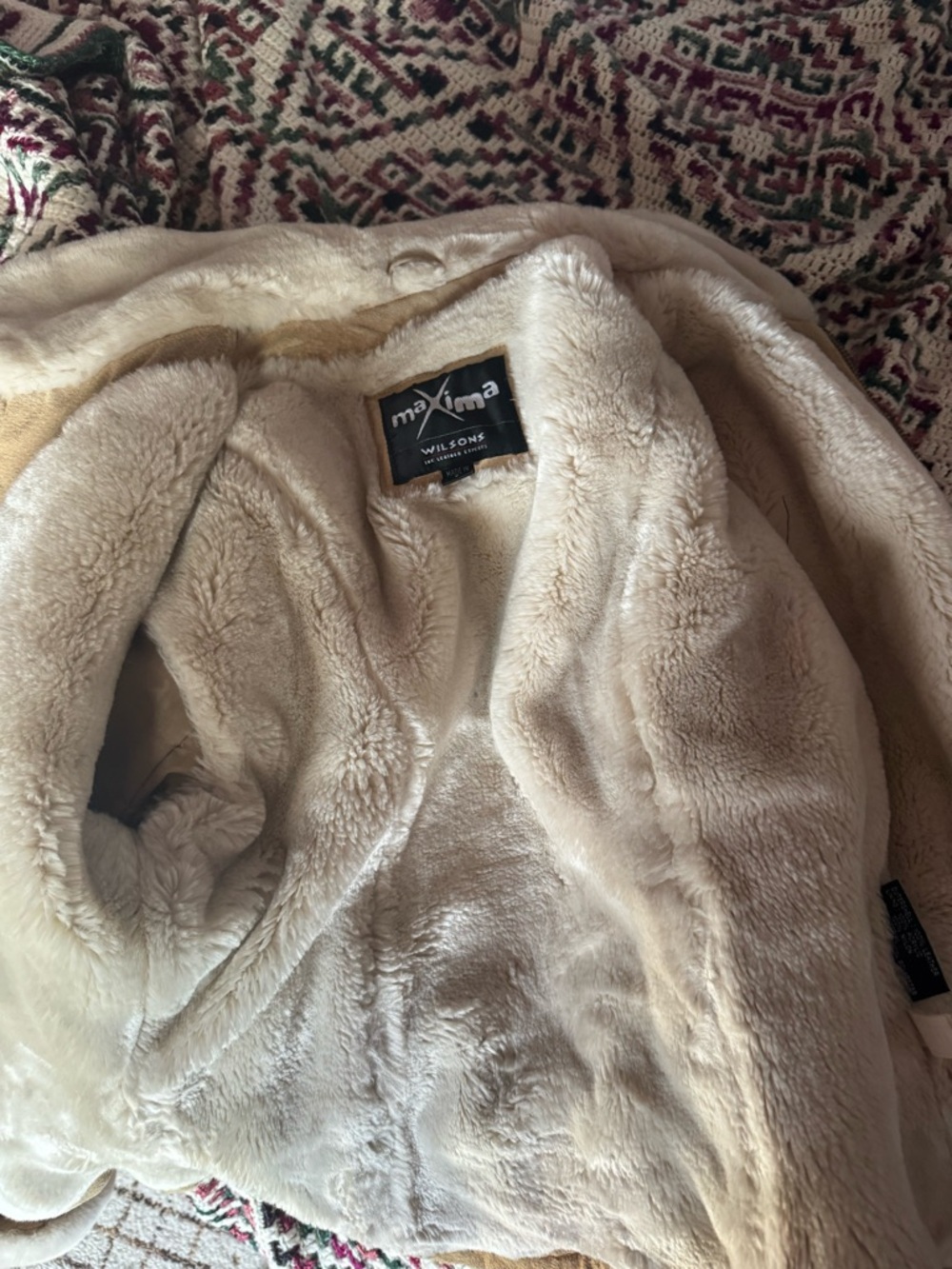 Wilson's Women's Tan Suede Shearling Jacket - Picture 6 of 6